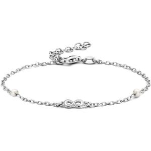 armband synth. parel en infinity 16 + 3 cm zilver gerhodineerd 1335560