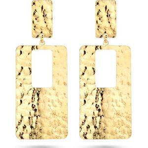 Oorhangers - Gehamerd - 1 Micron Zilver Verguld - Geel - 52 mm