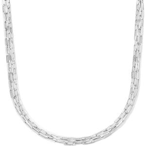 Multi-collier - Gerhodineerd 925 Zilveren Collier - 41 cm - 4 cm Extensie - Paperclip Schakels