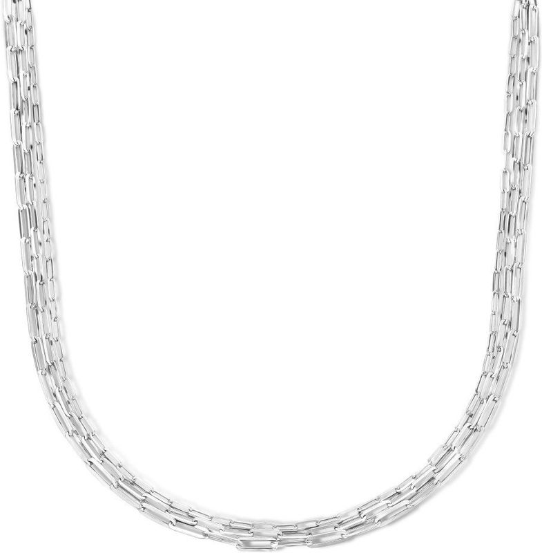 Multi-collier - Gerhodineerd 925 Zilveren Collier - 41 cm - 4 cm Extensie - Paperclip Schakels