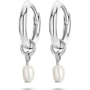 oorringen parel zilver gerhodineerd 1335742