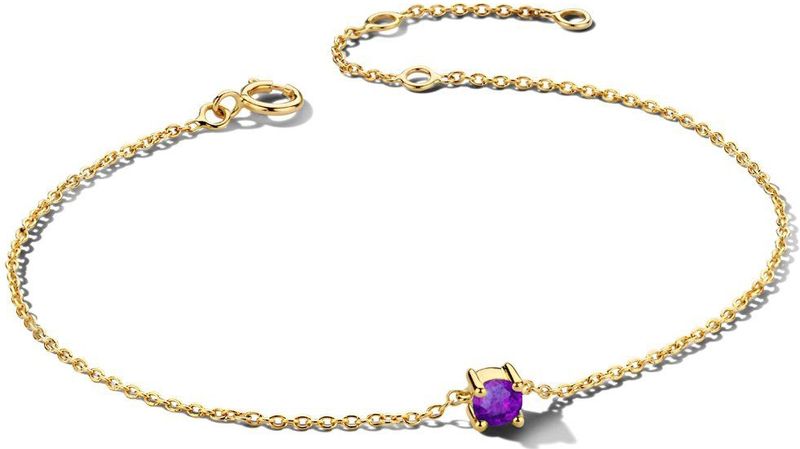 Armband - 14K Geelgoud - Met Geboortesteen - Draaglengtes 15,5 - 17 - 18,5 Cm