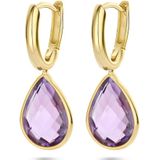 Klapoorringen - Amethist - 14K Geelgouden Sieraden - 2.6 cm Hoogte