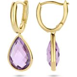 Klapoorringen - Amethist - 14K Geelgouden Sieraden - 2.6 cm Hoogte
