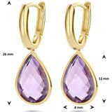 Klapoorringen - Amethist - 14K Geelgouden Sieraden - 2.6 cm Hoogte