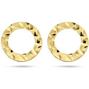 oorknoppen rondje gediamanteerd 14K geelgoud 4025926