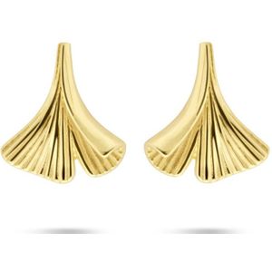 14K geelgoud oorknoppen ginkgo blad 4026057