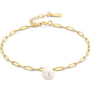 armband paperclip en parel 16 + 3 cm zilver verguld (geel) 2102880