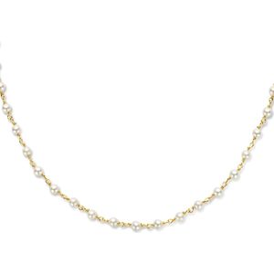 zilver verguld (geel) collier synth. parels 40 + 5 cm 1 micron 2102897