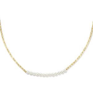 Collier - Geel - 40 + 5 cm - 1 Micron Zilver Verguld - Synthetische Parel