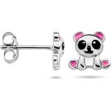 Oorknopjes - Gerhodineerd Zilver - Panda - 7x7.5 mm