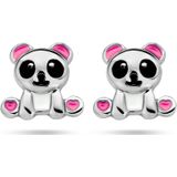 Oorknopjes - Gerhodineerd Zilver - Panda - 7x7.5 mm