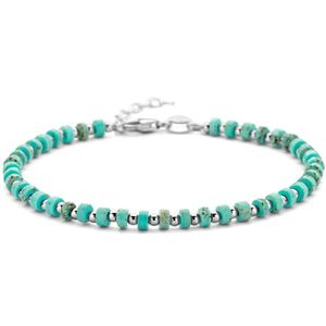 kralenarmband turquoise 4,0 mm 20 + 3 cm zilver gerhodineerd 1336304
