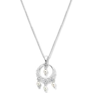 Collier - Zilver - Gerhodineerd - Filigrain en Swarovski Parels - 45 + 5 cm