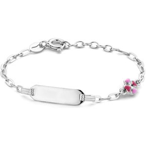 Zilveren Kinderarmband - Klavertje Vier - Roze - 925 Gerhodineerd