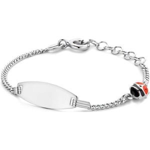 graveerarmband lieveheersbeestje plaat 6,5 mm 11 + 2 cm zilver gerhodineerd 1336392