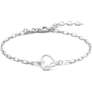 Zilveren Armband Hart en Infinity 16 + 3 cm - Gerhodineerd met Karabijnsluiting - 1336396