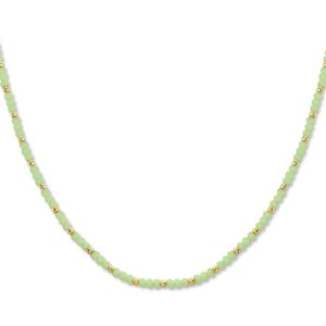 Collier - Lichtgroen Glas - 3,0 mm - 41 + 4 cm - 1 Micron Zilver Verguld