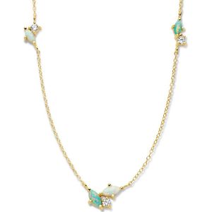 Collier - Verguld - Synthetisch Opaal en Zirkonia - 41 + 4 cm