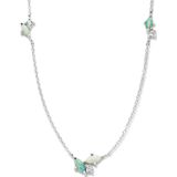 Collier - Zilver - Gerhodineerd - Synthetisch Opaal en Zirkonia - 41 + 4 cm