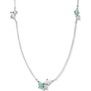 Collier - Zilver - Gerhodineerd - Synthetisch Opaal en Zirkonia - 41 + 4 cm
