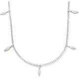 Collier - Synthetisch Opaal - 41 + 4 cm - Zilver Gerhodineerd