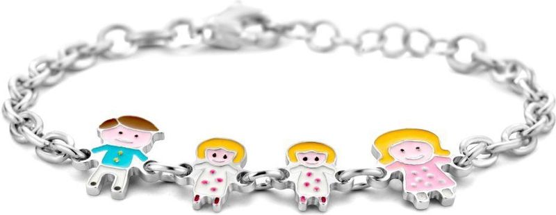 Armband Vader, Moeder En Dochters Zilver Gerhodineerd