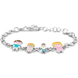 Armband - Zilver - Gerhodineerd - Vader, Moeder, Zoon en Dochter - 3.2 mm Schakelbreedte