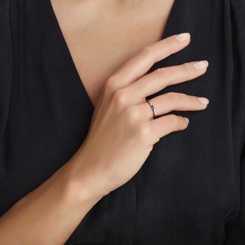 Ring - Amethist - 14K Geelgouden Ring - 2.5 mm - Dames