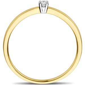 Aanzoeksring - Bicolor - 14k Gouden Ring - Diamant 0.05ct H Si - 2.5mm Breedte