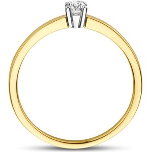 14K bicolor goud geel/wit aanzoeksring diamant 0.15ct h si 4208905 16.50