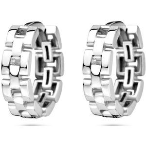 Zilver Gerhodineerd Klapoorringen Schakelmotief 1336626