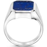 Zegelring Massief Lapis 13 X 11Mm Zilver Wit