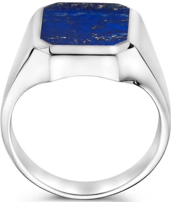 Zegelring Massief Lapis 13 X 11Mm Zilver Wit