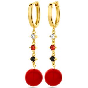 Zilver Verguld Klapoorringen - Geel - Kleursteen 2103115