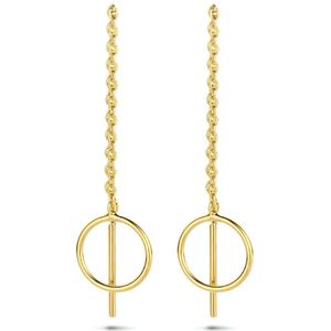 Doortrekoorbellen - Geel - 1 Micron Zilver Verguld - Rondje 9mm