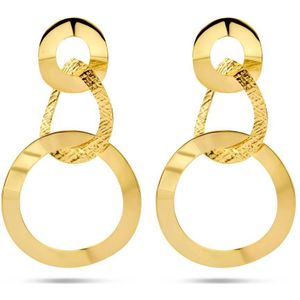 Oorhangers - Geel - Ronde Oorhangers - 1 Micron Zilver Verguld - 4.8 cm Hoogte