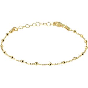 Trendy - Armband Bolletjes - Geel - Zilver Verguld - 16 + 3 cm