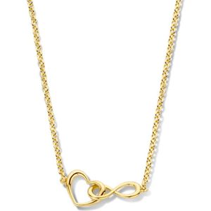 Collier - Hart en Infinity - Geel - 42 + 3 cm - 3 Micron Zilver Verguld