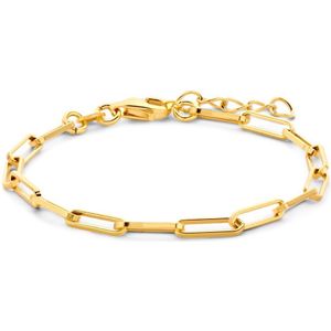 Armband Paperclip Vierkante Buis 3,0 Mm 15,5 + 2,5 Cm 3 Micron Zilver Verguld (Geel)