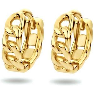 Zilver Verguld - Klapoorringen - Geel - Schakelmotief - 10x3 mm