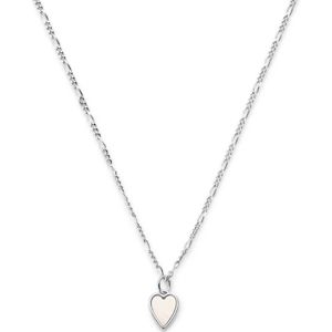 Collier - Zilver - Gerhodineerd - Hart Hanger - Parelmoer - 41 + 4 cm