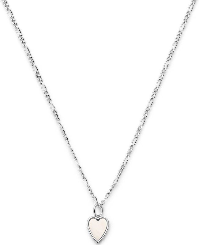 Collier - Zilver - Gerhodineerd - Hart Hanger - Parelmoer - 41 + 4 cm