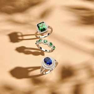 ring groen en wit zirkonia halo zilver gerhodineerd 1336821