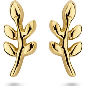 Zilver - Verguld Oorknoppen - Geel - Blad - 1 Micron