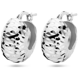 Oorringen - Gerhodineerd - 925 Zilver - Gediamanteerd - 16 mm Diameter