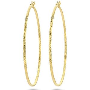 Oorringen - Geel - 1,5 mm Ronde Buis - Gediamanteerd - 1 Micron Zilver Verguld