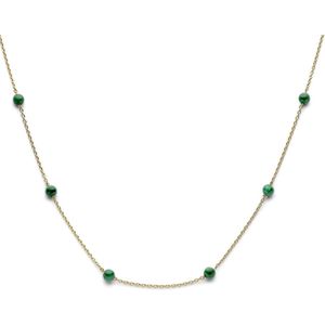 Collier - Malachiet - 42 cm - 3 micron Zilver Verguld - Geel