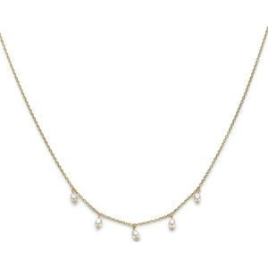 Collier - Geel - 42 cm - 3 micron Zilver Verguld - Zoetwaterparels