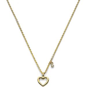 zilver verguld (geel) collier hart en diamant 0.015ct j p1 3 micron 2103316